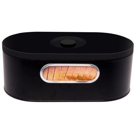 Photo 1 of 4 PACK--- Mindful Design 2-in-1  METAL AND PLASTIC  Modern Bread Box with Cutting Board Lid (Black)
