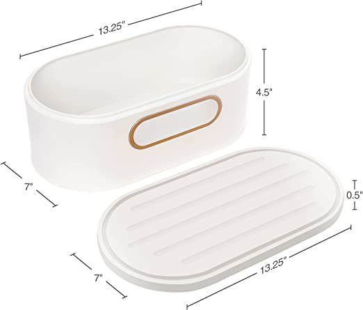 Photo 1 of 4 PACK Mindful Design 2-in-1 Modern Bread Box with Cutting Board Lid (White Short)
