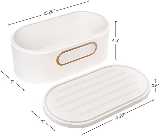 Photo 3 of 4 PACK Mindful Design 2-in-1 Modern Bread Box with Cutting Board Lid (White Short)
