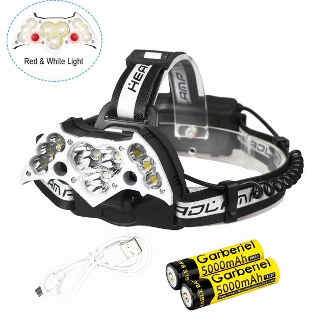 Photo 1 of Rechargeable LED Headlamp 10000 Lumens 11 LED T6 7 Modes Lightweight Head Flashlight Waterproof Headlight with Battery and USB Cable