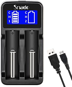 Photo 1 of Intelligent Charger, Snado LCD Display Universal Smart Charger for Rechargeable Batteries Li-ion Batteries 18650 18490 18350 17670 17500 16340 14500, Ni-MH/Ni-Cd A AA AAA Batteries (2 Slots)