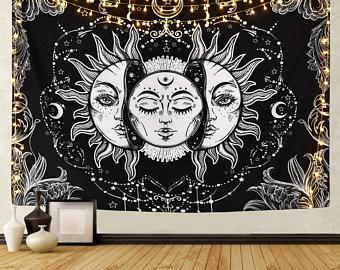 Photo 1 of Big Sun Split and Moon Tapestry 60" x 80"