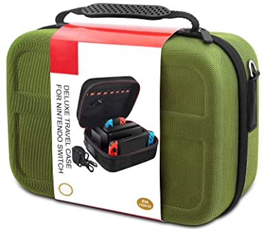 Photo 1 of Carrying Case for Nintendo Switch 2017/Switch OLED Model 2021, Protective Hard Portable EVA Travel Carry Case Storage Shell Pouch for Nintendo Switch Console Pro Controller & Accessories Green