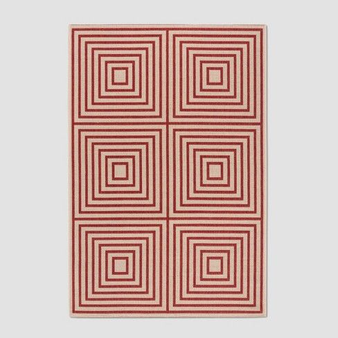 Photo 1 of 4'X6' Janetta Outdoor Rug Red/Cream - Safavieh