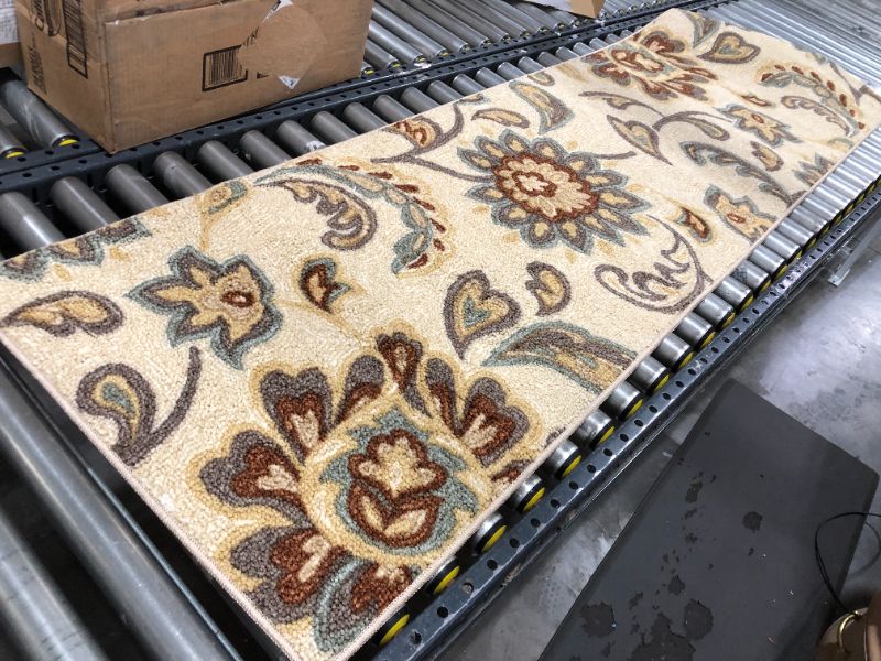 Photo 2 of 2'x7' Runner Floral Paisley Rug Beige - Threshold™

