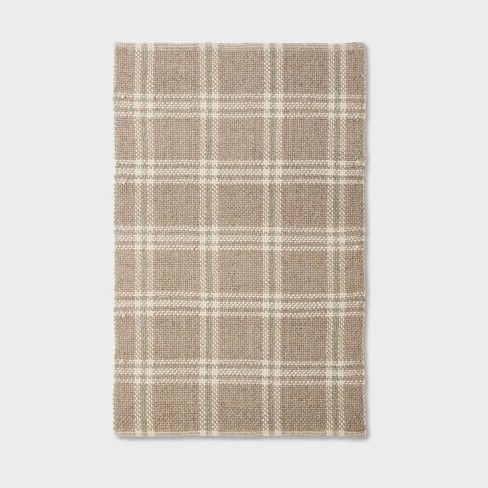 Photo 1 of 3'x5' Wool/Cotton Plaid Rug Neutral - Threshold™ designed with Studio McGee