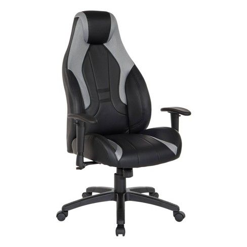 Photo 1 of Commander Gaming Chair In Faux Leather Black/Gray - OSP Home Furnishings

