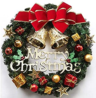 Photo 1 of Christmas Wreath Merry Christmas Front Door Ornament Wall Artificial Pine Garland for Party, 24 INCHES