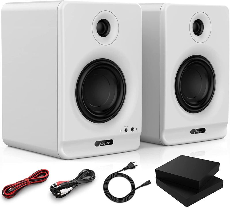 Photo 1 of Donner Studio Monitors 4" Near Field Studio Monitors with CSR 5.0 Bluetooth, for Music Production, Live Streaming and Podcasting, 2-Pack Including Monitor Isolation Pads-New Version(Dyna4 White)
