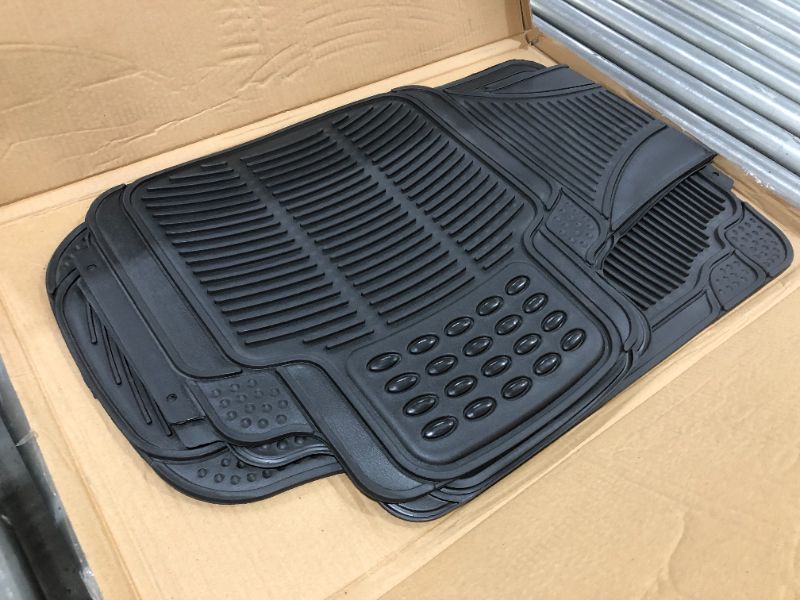 Photo 2 of BDK Original ProLiner 3 Piece Heavy Duty Front & Rear Rubber Floor Mats for Car SUV Van & Truck, Black - All Weather Floor Protection Fits Most Vehicles
