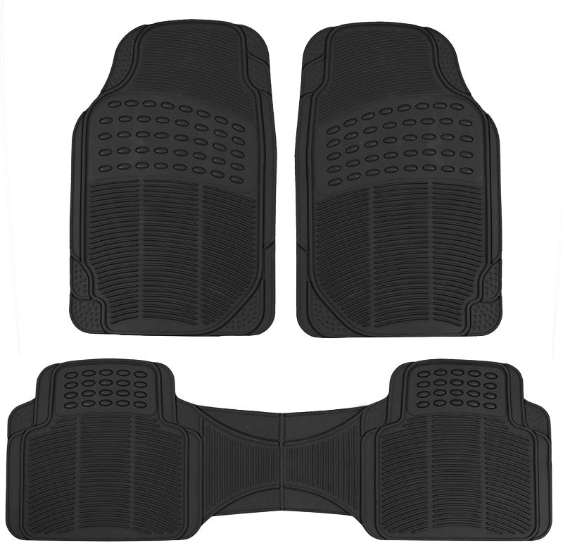 Photo 1 of BDK Original ProLiner 3 Piece Heavy Duty Front & Rear Rubber Floor Mats for Car SUV Van & Truck, Black - All Weather Floor Protection Fits Most Vehicles
