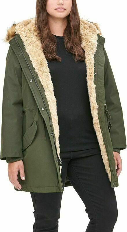 Photo 1 of Levi's Women's Faux Fur Lined Hooded Parka Jacket (Standard LARGE, Olive)