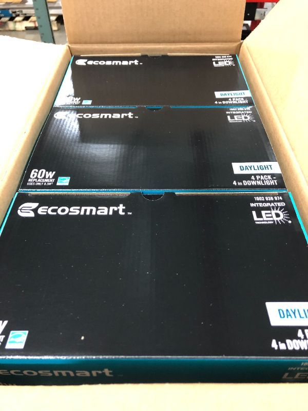 Photo 3 of 4 BOXES EcoSmart 4 in. White Integrated LED Recessed Trim DL 3 PACK 
