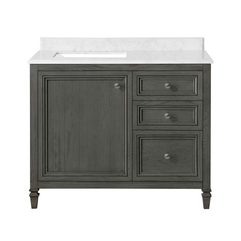 Photo 1 of Home Decorators Collection Neville 42 in. W x 22 in. D Bath Vanity in Antique Grey Oak with Cultured Marble Vanity Top in White with White Basin, Neville 42AGO