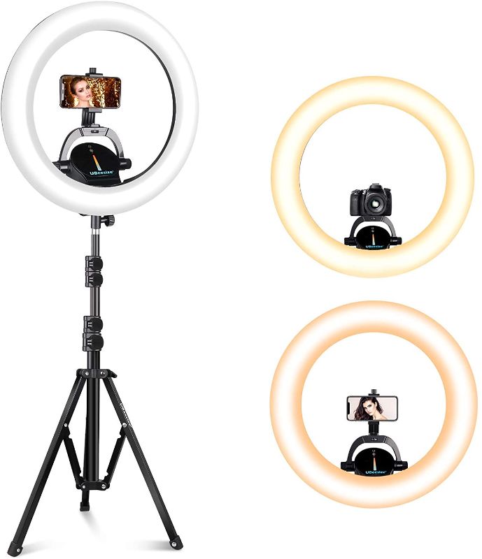Photo 1 of UBeesize Ring Light Kit: 16” Led Ring Light with Wireless Control, Professional Bi-Color 3000K-6000K Circle Lights, Up to 5000Lux, Compatible with DSLR Cameras, Cell Phones and Webcams.
