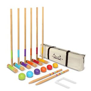 Photo 1 of GoSports Six Player Croquet Set for Adults & Kids - Modern Wood Design, STANDARD SIZING