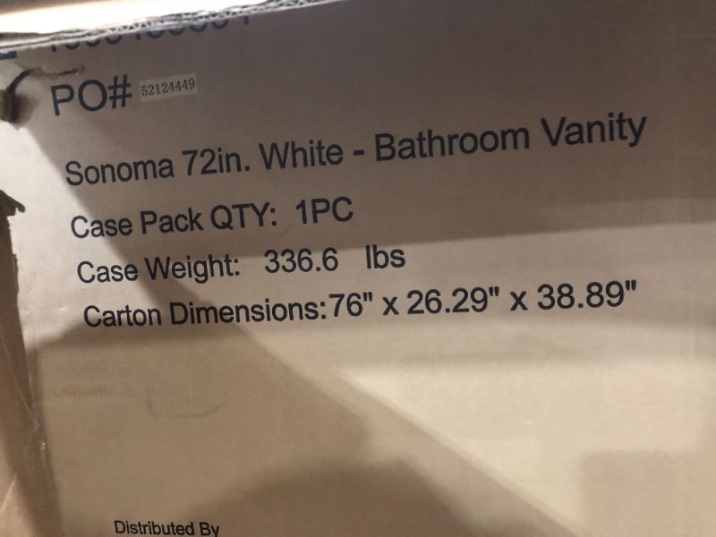 Photo 10 of Home Decorators Collection Sonoma 72 in. W x 22 in. D x 34 in H Bath Vanity in White with White Carrara Marble Top