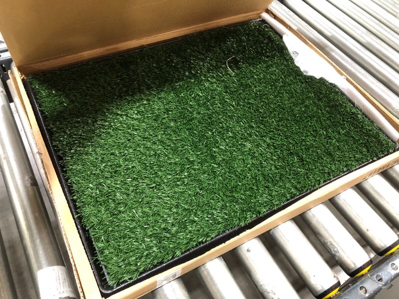 Photo 2 of Artificial Grass Bathroom Mat for Puppies and Small Pets- Portable Potty Trainer for Indoor and Outdoor Use by PETMAKER- Puppy Essentials, 20" x 25"
