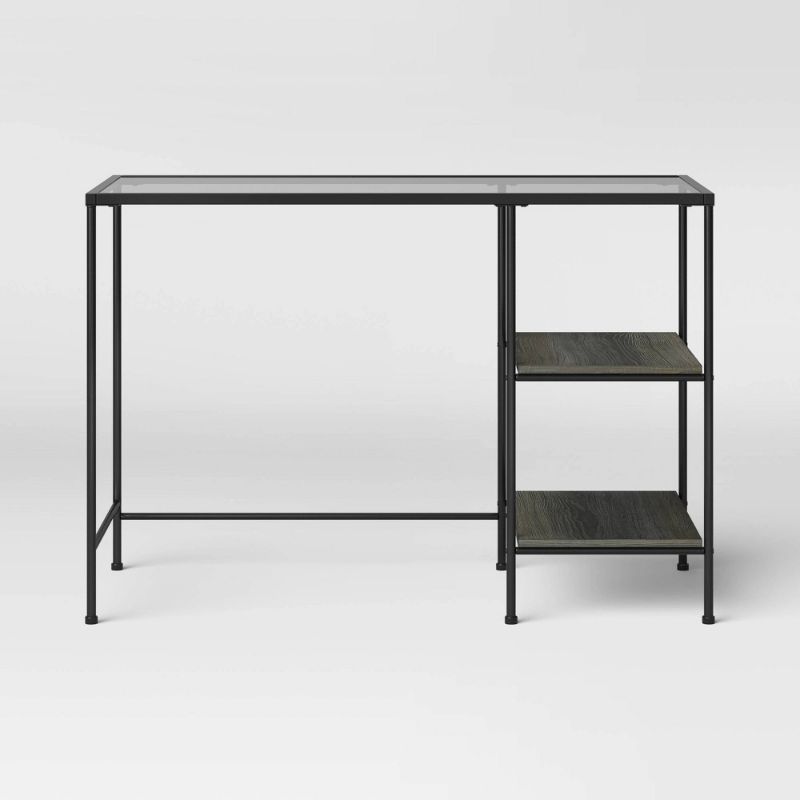 Photo 1 of Fulham Glass Writing Desk with Storage Black - Project 62™