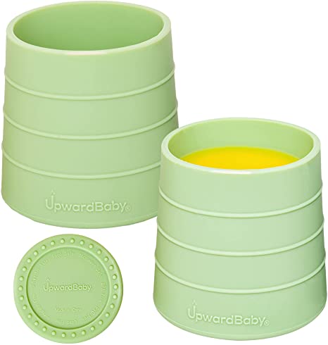 Photo 1 of UpwardBaby Baby Toddler Cups Spill Proof for 6 mos+ 2-Piece Set - Unbreakable Silicone Kids Cup - Easy-Grip Led Weaning Training Cup - No Spill Toddler Drinking Cup - Mini Tumbler for Kids- (Green)