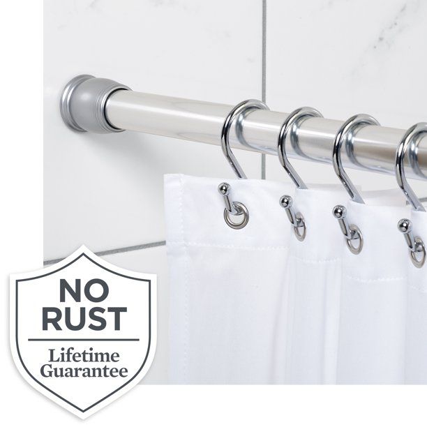 Photo 1 of Chrome Shower Curtain Tension Rod, 50" - 86", Better Homes & Gardens Easy Hang Rustproof
