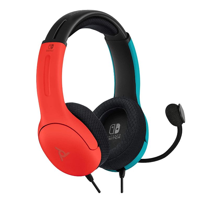 Photo 1 of PDP Gaming LVL40 Stereo Headset with Mic for Nintendo Switch - PC, iPad, Mac, Laptop Compatible - Noise Cancelling Microphone, Lightweight, Soft Comfort On Ear Headphones - Mario Red & Blue
