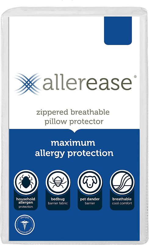 Photo 1 of AllerEase Maximum Allergy Pillow Protector, Standard/Queen
