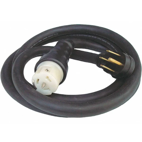 Photo 1 of 10-Foot 50-Amp Generator Cord with NEMA 1450 Male and CS6364 Female Locking End , black