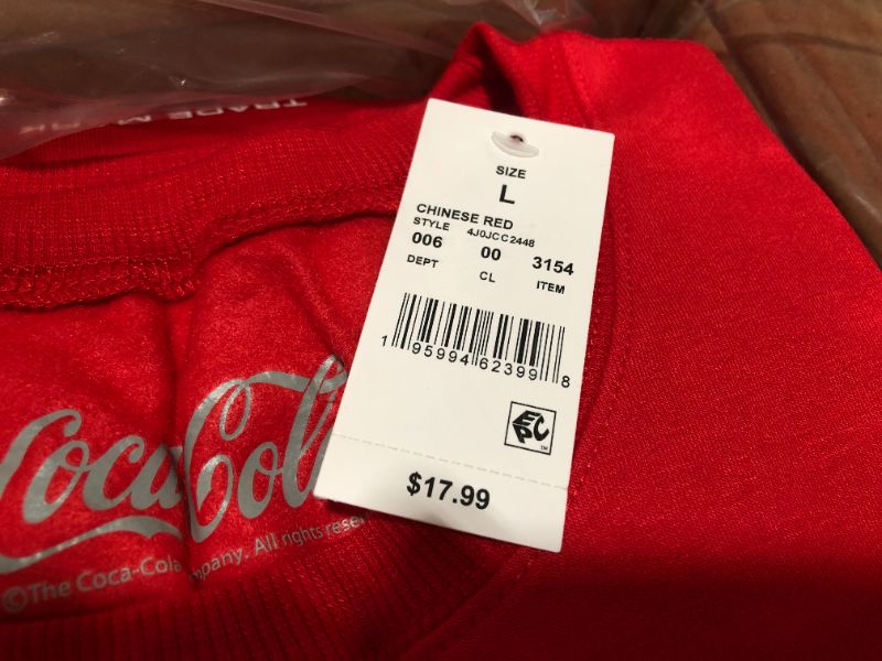 Photo 3 of BOX OF 6 Women's Coca-Cola Graphic Sweatshirt - Red Size L