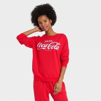 Photo 1 of BOX OF 6 Women's Coca-Cola Graphic Sweatshirt - Red Size L