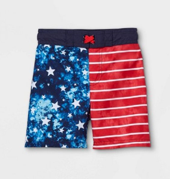 Photo 1 of BOX OF 12 Cat & Jack Kids Boys' American Flag Swim Trunks Size Boys S