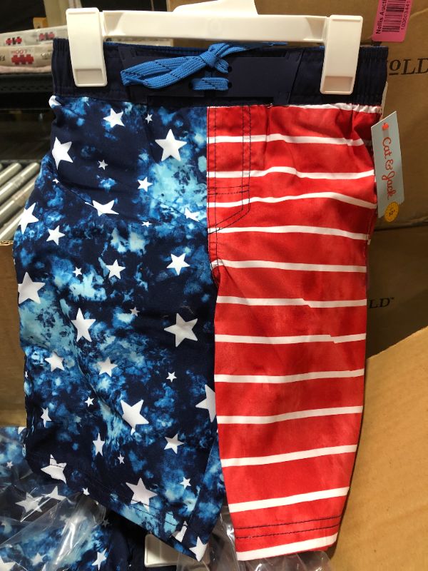 Photo 2 of BOX OF 12 Cat & Jack Kids Boys' American Flag Swim Trunks Size Boys S