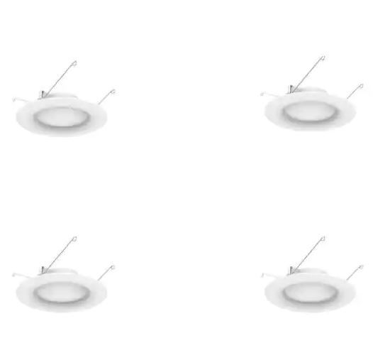 Photo 1 of BOX OF 3 EcoSmart 6 in. White Integrated LED Recessed Trim (4-Pack), 5000K Daylight