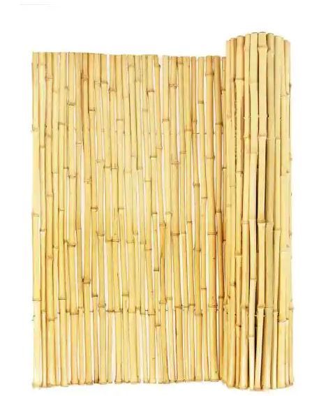 Photo 1 of 3/4 in. D 48 in. H x 96 in. W Natural Rolled Bamboo Fence Natural Bamboo Fencing Decorative Rolled Wood Fence Panel
