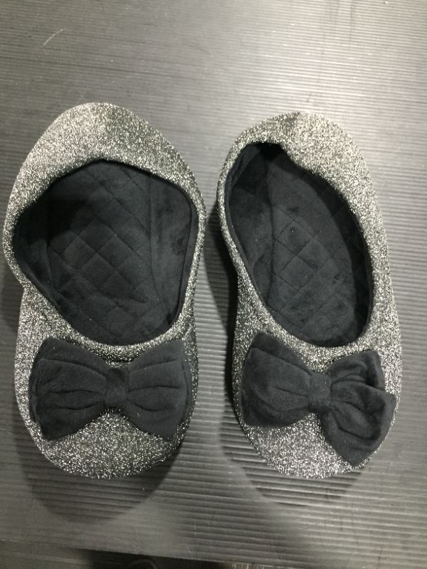 Photo 1 of  Ballerina Bling Metallic Shine Women Slippers | Sequin House Slippers for Women | Slipper Socks with Grippers for Women black size 40
