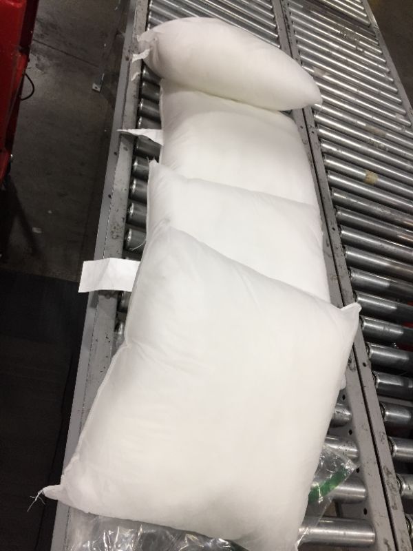 Photo 2 of  4 Packs 18" x 18" Premium White Throw Pillow Insert Hypoallergenic High-Resilient PP Cotton Stuffer Pillow Insert Square Form Sham Stuffer Decorative Pillow, Cushion (18" x 18")
