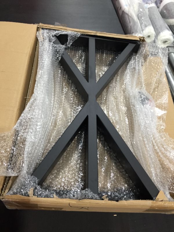 Photo 1 of 2 Pcs Industrial Metal Modern Table Legs, Heavy Duty Metal Desk Legs, Rustic Furniture Legs for Office, Dining ,DIY Cast Iron Bench Legs,Black (H:28 W:17.7 Inchs, Triangle-Shape)
