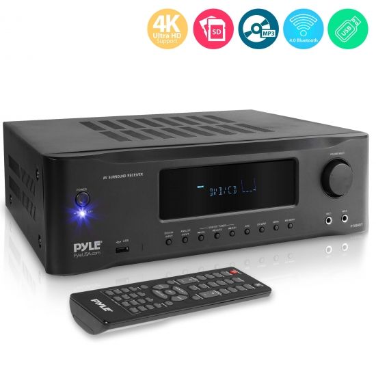 Photo 1 of Hi-Fi Bluetooth Home Theater Receiver - 5.2-Ch Surround Sound Stereo Amplifier System with 4K Ultra HD Support, MP3/USB/AM/FM Radio (1000 Watt MAX)
