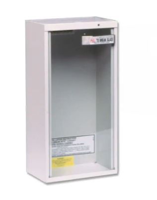 Photo 1 of 18 in. H x 6 in. W x 6 in. D 5 lb. Heavy-Duty Steel Surface Mount Fire Extinguisher Cabinet in White
