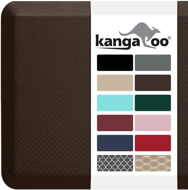 Photo 1 of KANGAROO 3/4" Thick Superior Comfort, Relieves Pressure, All Day Ergonomic Stain Resistant Floor Rug Anti Fatigue Cushion Mat, Durable Standing Desk, Foam Pad Mats Kitchen, Office, 20x32, Brown