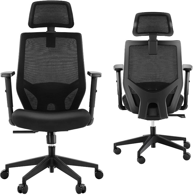 Photo 1 of Ergonomic Office Chair, Mesh Chair with Lumbar Support, Tribesigns High Back Desk Computer Chair with Breathable Mesh, Thick Seat Cushion, Adjustable Armrest, Backrest and Headrest
