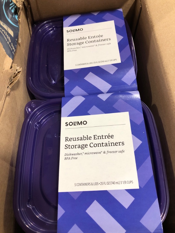 Photo 2 of Amazon Brand - Solimo Plastic Food Storage Containers with Lids (30 Pack) - BPA-Free, Safe for Dishwasher, Microwave, Freezer - Entrée 25 oz.
