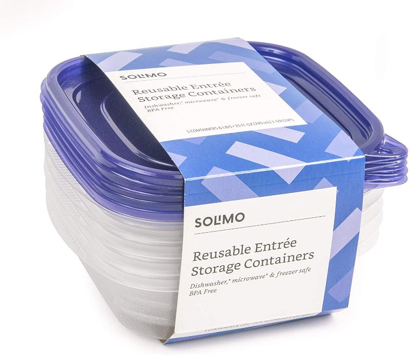 Photo 1 of Amazon Brand - Solimo Plastic Food Storage Containers with Lids (30 Pack) - BPA-Free, Safe for Dishwasher, Microwave, Freezer - Entrée 25 oz.
