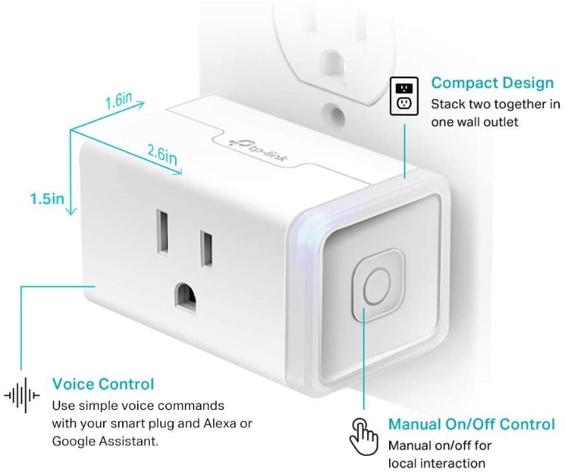 Photo 1 of Kasa Smart Plug HS103P2, Smart Home Wi-Fi Outlet Works with Alexa, Echo, Google Home & IFTTT, No Hub Required, Remote Control,15 Amp,UL Certified