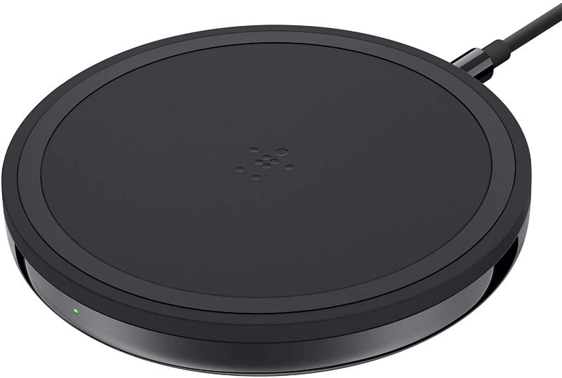 Photo 1 of Belkin Wireless Charger, Special Edition BoostUp 7.5W Charging Pad with Stainless Steel Chrome Finish, Compatible with iPhone 13, 12, 11, Pro, Pro Max, Mini and More (Black)
