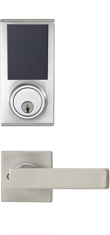 Photo 1 of Amazon Basics Grade 3 Electronic Touchscreen Deadbolt Door Lock with Passage Lever - Satin Nickel
