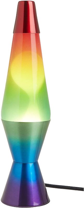 Photo 1 of Lamp Lava 2179 14.5-Inch, with White Wax, Clear Liquid, Tri-Colored Globe, Hand Painted Base Rainbow