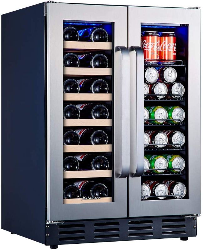 Photo 1 of Kalamera Beverage and Wine Cooler, 24 inch Wine and Beverage Refrigerator with Seamless Steel Door | Dual Zone Wine Cooler for Built-in and Freestanding | Beer, Wine, Soda And Drink Wine Fridge
