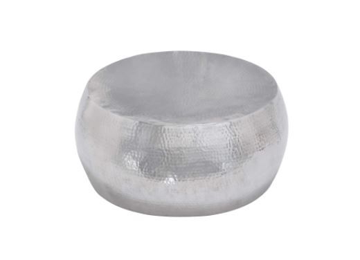 Photo 1 of 30 in. Silver Round Aluminum Contemporary Coffee Table
