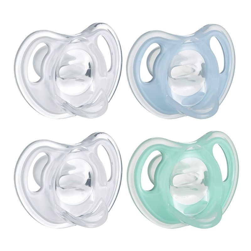 Photo 1 of Tommee Tippee Ultra-Light Silicone Pacifier, Symmetrical One-Piece Design, BPA-Free Silicone Binkies, 0-6m, 4-Count
